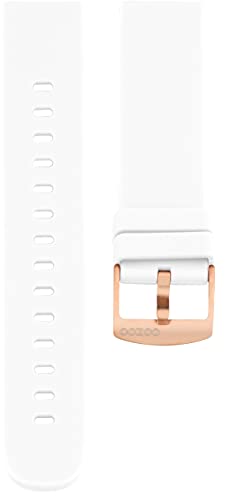 Oozoo Ersatzarmband Uhr 20mm Silikon - Weiß mit roségoldenem Verschluss - Silikonarmband 20mm für Armbanduhren - Ersatzarmband Uhr Damen & Herren - Uhrarmband 20mm Schnellwechselverschluss 416.20 von Oozoo