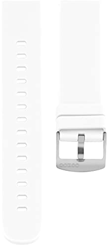 Oozoo Ersatzarmband Uhr 20mm Silikon - Weiß mit silbernem Verschluss - Silikonarmband 20mm für Armbanduhren - Ersatzarmband Uhr Damen & Herren - Uhrarmband 20mm Schnellwechselverschluss 404.20 von Oozoo