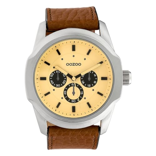 Oozoo Herrenuhr Chrono Look mit Lederband 46 MM Beige/Braun C10316 von Oozoo