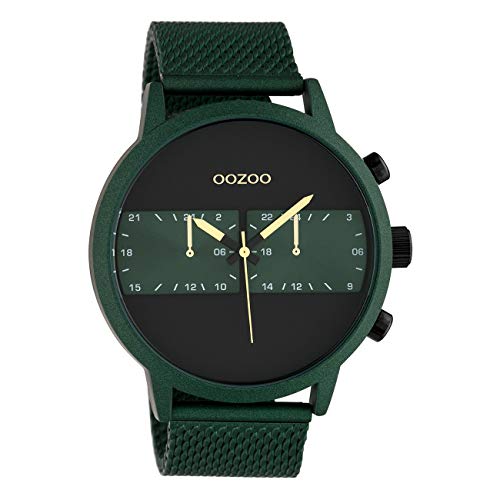 Oozoo Herrenuhr Chrono Look mit Milanaiseband 50 MM Schwarz/Grün C10512 von Oozoo