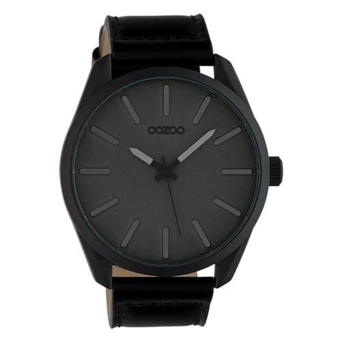 Oozoo Herrenuhr Classic mit Lederband 46 MM Grau/Schwarz C10324 von Oozoo