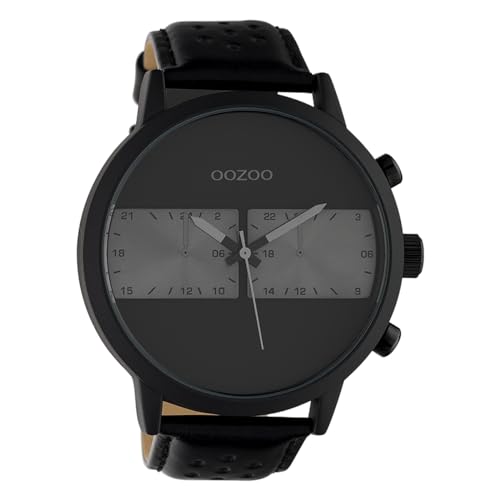 Oozoo Herrenuhr im Racing Look mit Lederband 50 MM Schwarz/Schwarz C10519 von Oozoo