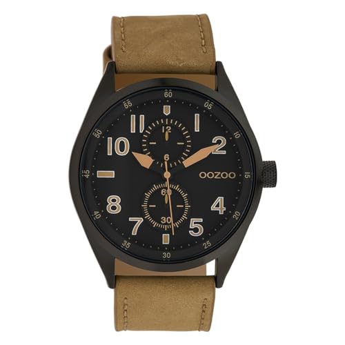 Oozoo Herrenuhr mit Lederband 42 MM Black/Schwarz/Camel C10027 von Oozoo