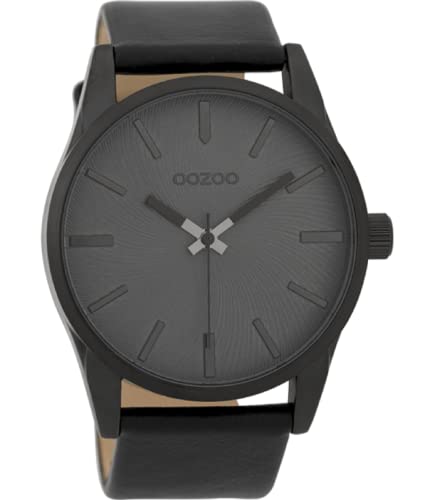 Oozoo Herrenuhr mit Lederband 45 MM Black/Dunkelgrau/Schwarz C9629 von Oozoo