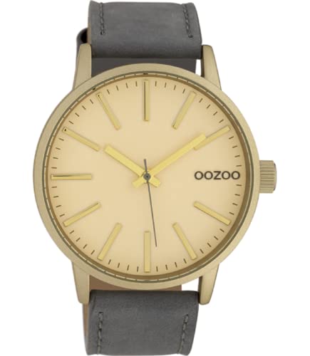 Oozoo Herrenuhr mit Lederband 45 MM Goldfarben/Creme/Grau C10013 von Oozoo