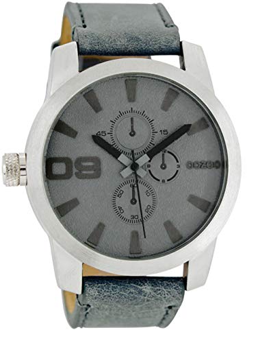 Oozoo Herrenuhr mit Lederband 45 MM Graublau/Graublau C6101 von Oozoo