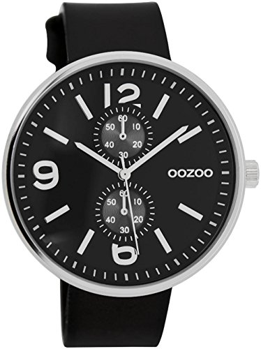 Oozoo Herrenuhr mit Lederband 46 MM Schwarz/Dunkelbraun C7079 von Oozoo