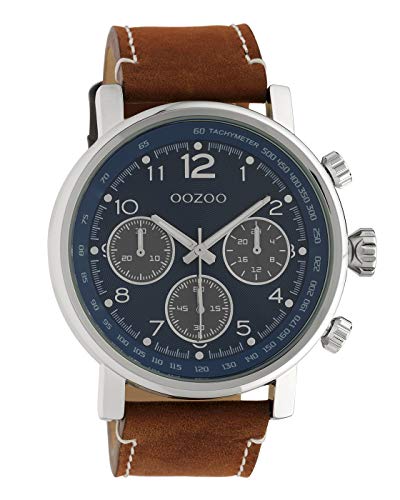 Oozoo Herrenuhr mit Lederband 48 MM Blau/Braun C10671 von Oozoo