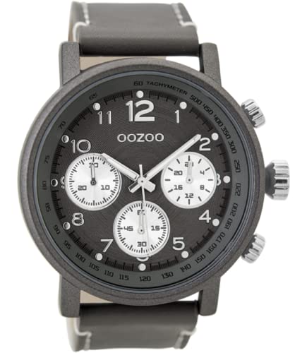 Oozoo Herrenuhr mit Lederband 48 MM Dunkelgrau/Dunkelgrau C9458 von Oozoo