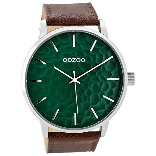 Oozoo Herrenuhr mit Lederband 48 MM Grün/Dunkelbraun C9441 von Oozoo