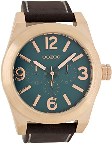 Oozoo C6733 Herrenuhr, braunes Lederarmband, Streifen von Oozoo