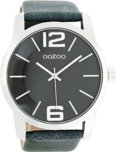 Oozoo Herrenuhr mit Lederband 48 MM Schwarz/Blaugrau C8034 von Oozoo