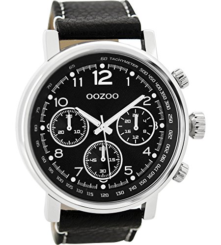Oozoo Herrenuhr mit Lederband 48 MM Schwarz/Schwarz C9459 Oozoo Herrenuhr mit Lederband 48 MM Schwarz/Schwarz C9459 von Oozoo