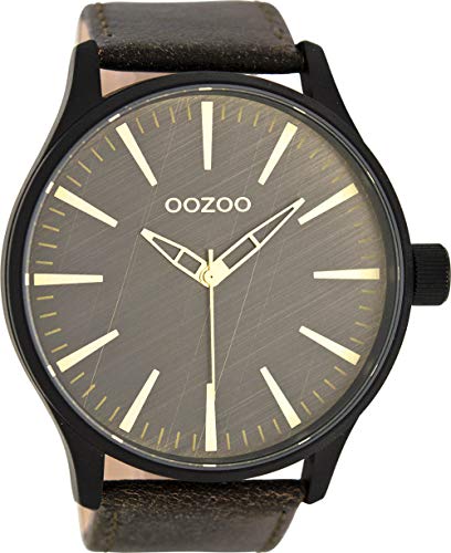 Oozoo Herrenuhr mit Lederband 50 MM Black/Braun/Braun C7863 von Oozoo