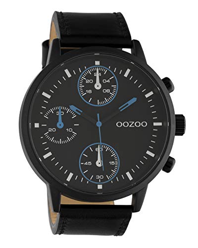 Oozoo Herrenuhr mit Lederband 50 MM Black/Schwarz/Schwarz C10669 von Oozoo