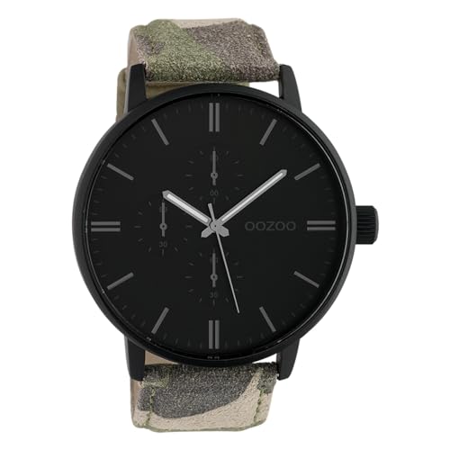 Oozoo Herrenuhr mit Lederband 50 MM Schwarz/Blau/Camouflage C10312 Oozoo Herrenuhr mit Lederband 50 MM Schwarz/Blau/Camouflage C10312 von Oozoo