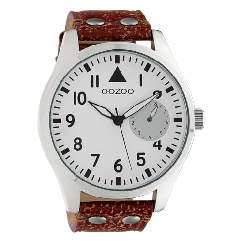 Oozoo Herrenuhr mit Lederband Quarz 48 MM Weiß/Braun C10325 von Oozoo