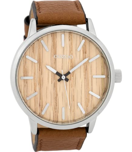 Oozoo Herrenuhr mit Lederband Wood 45 MM Braun Holz/Cognac C9256 von Oozoo