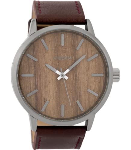 Oozoo Herrenuhr mit Lederband Wood 45 MM Dunkelbraun Holz/Dunkelbraun C9258 von Oozoo