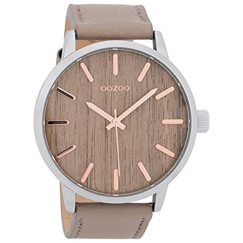 Oozoo Herrenuhr mit Lederband Wood 45 MM Braun Holz/Taupe C9257 von Oozoo