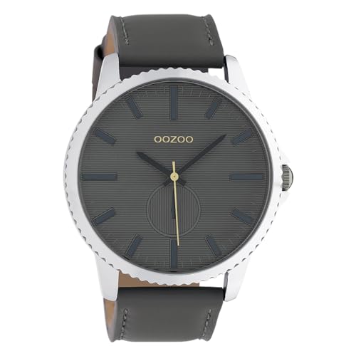 Oozoo Herrenuhr mit Lederband und gerändelter Lünette 46 MM Grau/Grau C10330 von Oozoo