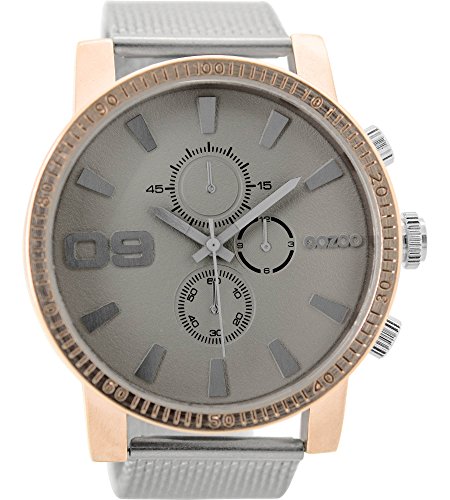Oozoo Herrenuhr mit Metallband 50MM Rose/Dunkelgrau/Silberfarben C9437 von Oozoo