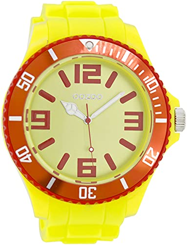 Oozoo Herrenuhr mit Silikonarmband Bicolor Zweifarbig 48 MM Neon Gelb/Rot C5827 von Oozoo