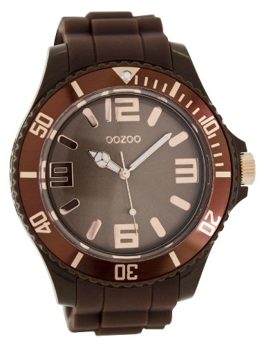 Oozoo Herrenuhr mit Silikonarmband Rosefarbene arabische Zahlen und Indexe 48 MM Braun C5039 von Oozoo