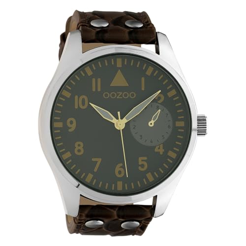 Oozoo Herrenuhr mit Snake Look Lederband Quarz 48 MM Grau/Braun C10327 von Oozoo