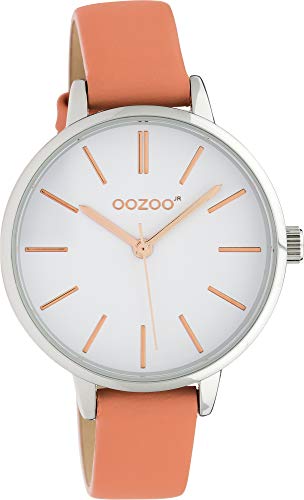 Oozoo Junioruhr Damenuhr mit Lederband Quarz Color Line 34 MM Weiß/Apricot JR311 von Oozoo