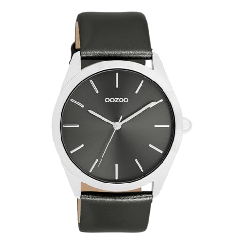 Oozoo - Timepieces Damen Uhr Black metallic | Armbanduhr Damen mit Lederarmband | Moderne Uhr für Frauen - Edle Analog Damenuhr in Rechteckig C11338 (40mm) von Oozoo