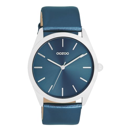 Oozoo - Timepieces Damen Uhr Blue metallic | Armbanduhr Damen mit Lederarmband | Moderne Uhr für Frauen - Edle Analog Damenuhr in rund C11337 (40mm) von Oozoo