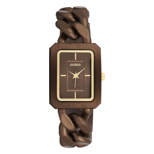 Oozoo - Timepieces Damen Uhr Bronze | Armbanduhr Damen mit Kunststoffarmband | Moderne Uhr für Frauen - Edle Analog Damenuhr in Rechteckig C11276 (24mm) von Oozoo