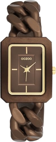 Oozoo - Timepieces Damen Uhr Bronze | Armbanduhr Damen mit Kunststoffarmband | Moderne Uhr für Frauen - Edle Analog Damenuhr in Rechteckig C11276 (24mm) von Oozoo