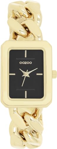 Oozoo - Timepieces Damen Uhr Gold Schwarz | Armbanduhr Damen mit Metallarmband | Moderne Uhr für Frauen - Edle Analog Damenuhr in Rechteckig C11274 (24mm) von Oozoo