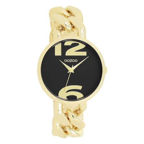 Oozoo - Timepieces Damen Uhr Gold Schwarz | Armbanduhr Damen mit Metallarmband | Moderne Uhr für Frauen - Edle Analog Damenuhr in rund C11264 (40mm) von Oozoo