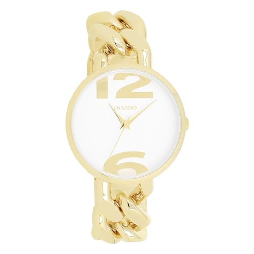 Oozoo - Timepieces Damen Uhr Gold Weiss | Armbanduhr Damen mit Metallarmband | Moderne Uhr für Frauen - Edle Analog Damenuhr in rund C11262 (40mm) von Oozoo