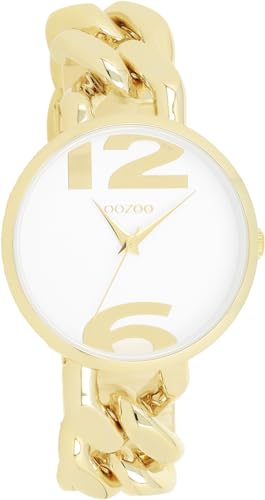 Oozoo - Timepieces Damen Uhr Gold Weiss | Armbanduhr Damen mit Metallarmband | Moderne Uhr für Frauen - Edle Analog Damenuhr in rund C11262 (40mm) von Oozoo