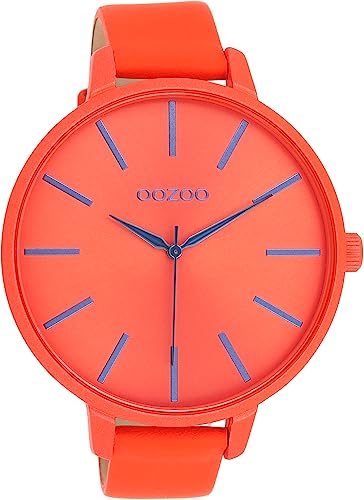 Oozoo Timepieces Damen Uhr Rot/Orange- Armbanduhr Damen mit Lederarmband | Hochwertige Uhr für Frauen - Edle Analog Damenuhr in rund C11162 von Oozoo