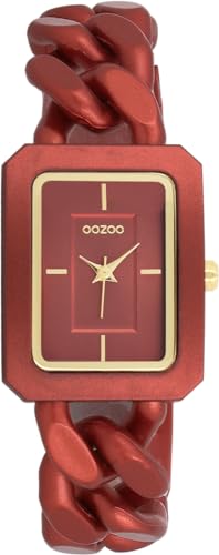 Oozoo - Timepieces Damen Uhr Rot | Armbanduhr Damen mit Kunststoffarmband | Moderne Uhr für Frauen - Edle Analog Damenuhr in Rechteckig C11277 (24mm) von Oozoo