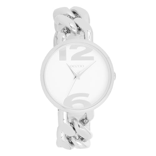 Oozoo - Timepieces Damen Uhr Silber Weiss | Armbanduhr Damen mit Metallarmband | Moderne Uhr für Frauen - Edle Analog Damenuhr in rund C11260 (40mm) von Oozoo