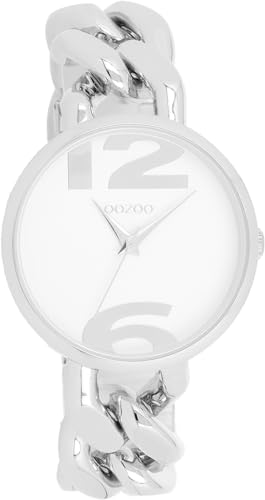 Oozoo - Timepieces Damen Uhr Silber Weiss | Armbanduhr Damen mit Metallarmband | Moderne Uhr für Frauen - Edle Analog Damenuhr in rund C11260 (40mm) von Oozoo