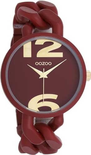 Oozoo - Timepieces Damen Uhr Ziegelstein Rot | Armbanduhr Damen mit Kunststoffarmband | Moderne Uhr für Frauen - Edle Analog Damenuhr in rund C11267 (40mm) von Oozoo