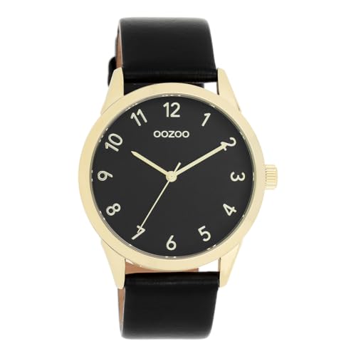 Oozoo - Timepieces Damen Uhr in Black | Armbanduhr Damen mit Lederarmband | Moderne Uhr für Frauen | Edle Analog Damenuhr in rund C11329 (40mm Gehäuse) von Oozoo