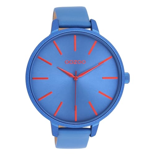 Oozoo Timepieces Damen Uhr in Blau - Armbanduhr Damen mit Lederarmband | Hochwertige Uhr für Frauen - Edle Analog Damenuhr in rund C11163 von Oozoo