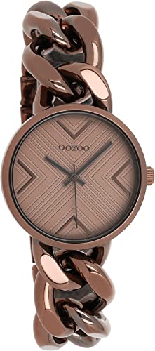 Oozoo Timepieces Damen Uhr in Bonze | Armbanduhr Damen mit grobem Kettenarmband | Hochwertige Uhr für Frauen| Edle Analog Damenuhr in rund C11129 von Oozoo
