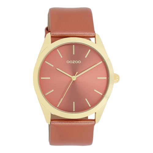 Oozoo - Timepieces Damen Uhr in Brick metallic | Armbanduhr Damen mit Lederarmband | Moderne Uhr für Frauen | Edle Analog Damenuhr in rund C11334 (40mm Gehäuse) von Oozoo