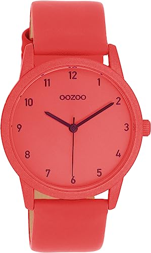 Oozoo Timepieces Damen Uhr in Chilli-Rot - Armbanduhr Damen mit Lederarmband | Hochwertige Uhr für Frauen - Edle Analog Damenuhr in rund C11172 von Oozoo