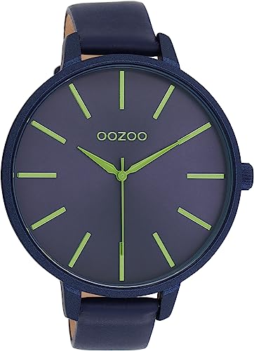 Oozoo Timepieces Damen Uhr in Dunkelblau - Armbanduhr Damen mit Lederarmband | Hochwertige Uhr für Frauen - Edle Analog Damenuhr in rund C11164 von Oozoo