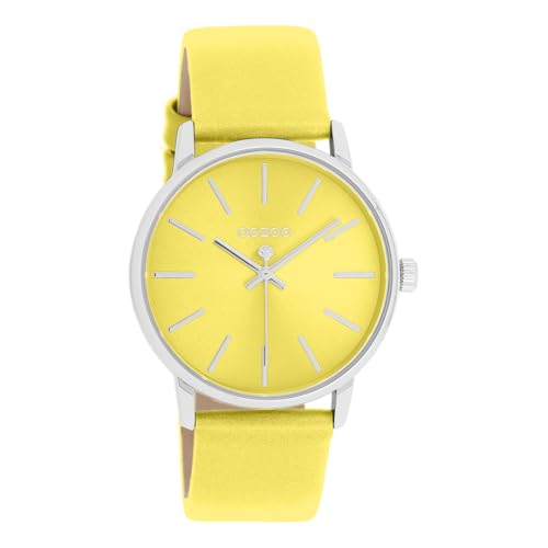 Oozoo Timepieces Damen Uhr in Gelb - Armbanduhr Damen mit Lederarmband | Hochwertige Uhr für Frauen| Edle Analog Damenuhr in rund C11462 von Oozoo